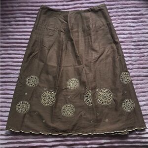 Embroidered Brown Skirt